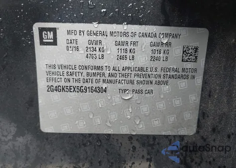 2016 Buick Regal Turbo from USA, damaged, VIN 2G4GK5EX5G9164304